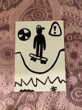 Hand-Drawn Skateboard Art Print - Black on Cream 🛹